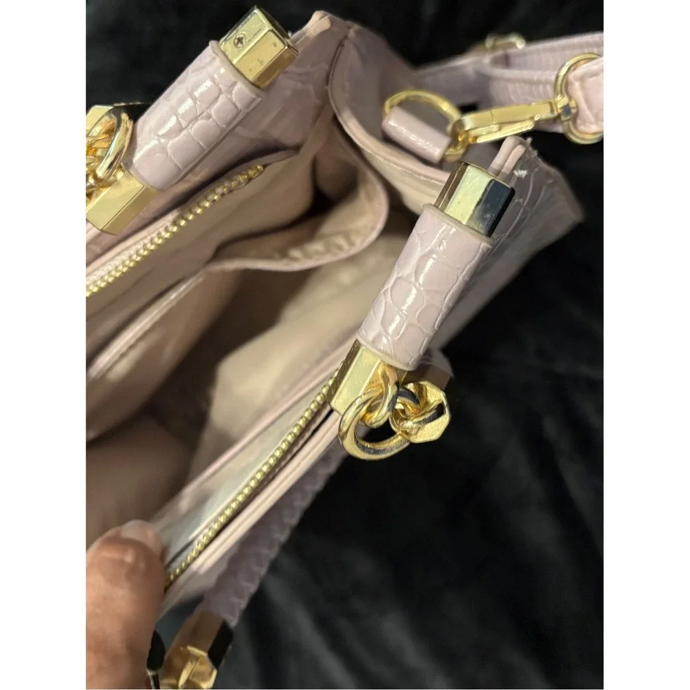 CLEARANCE-Pre-loved‎ bebe Pale Purple Croc-Embossed Top-Handle Satchel/Crossbody